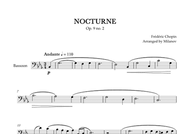 Chopin Nocturne op. 9 no. 2 | Bassoon | E-flat Major | Easy beginner (arr. Milanov)
