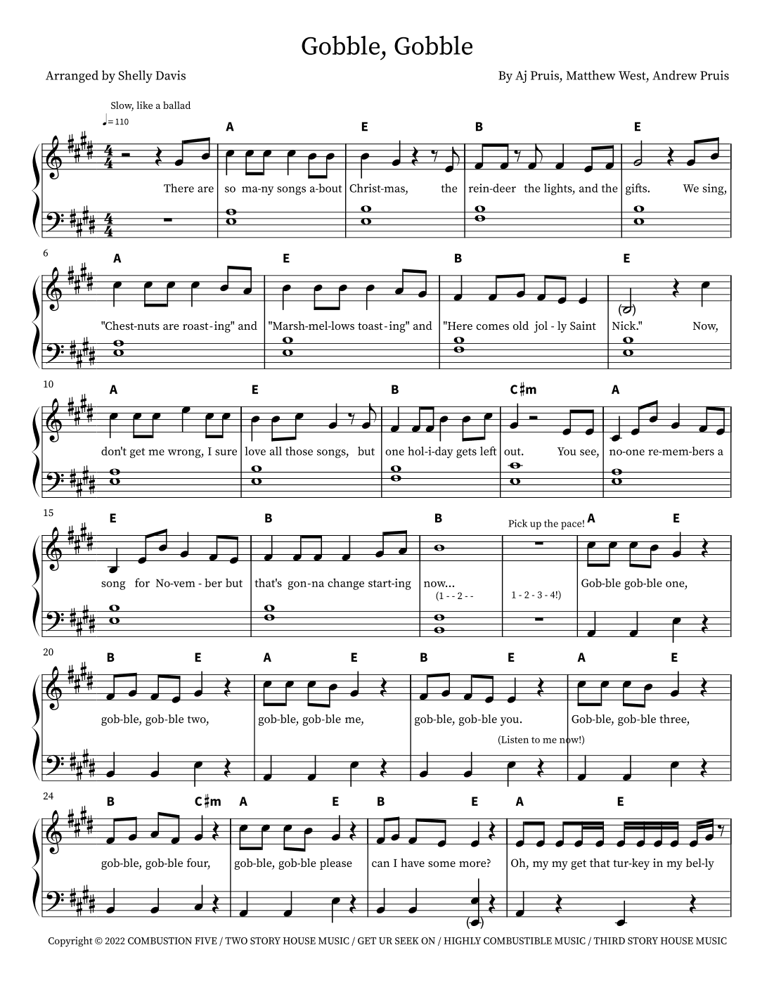 Gobble, Gobble (arr. Shelly Davis)
