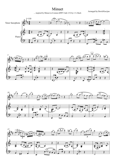 Minuet in G-minor, BWV Anh 115 (tenor sax & piano) (arr. David Kocijan)