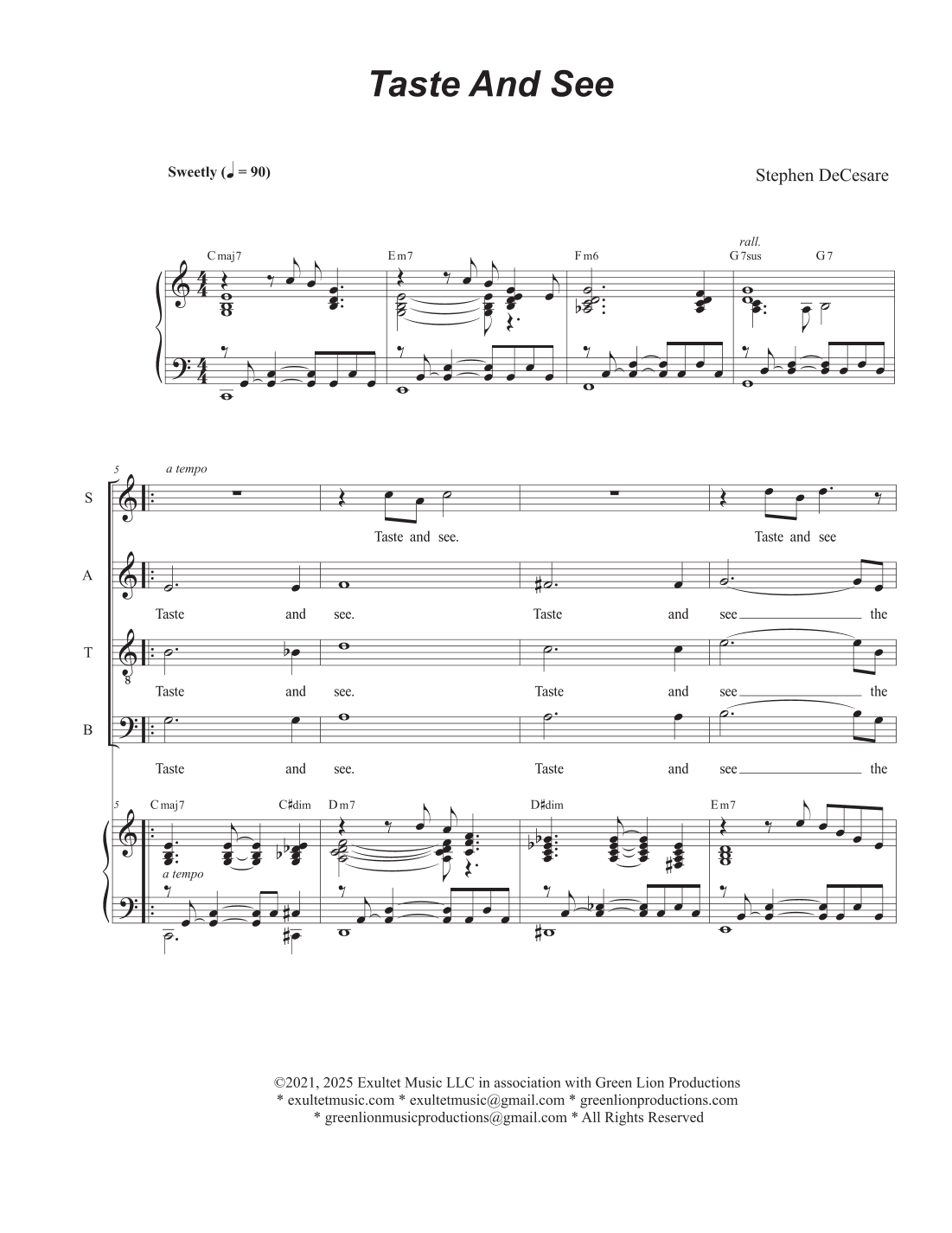 Taste And See (Psalm 34) (SATB)