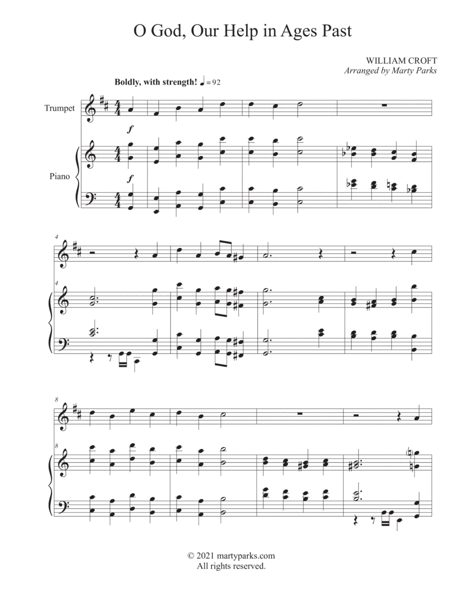 O God, Our Help in Ages Past (Trumpet-Piano) (arr. Marty Parks)