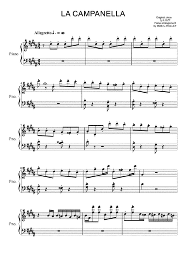 Liszt - La Campanella (easy piano) (arr. Music-holley)