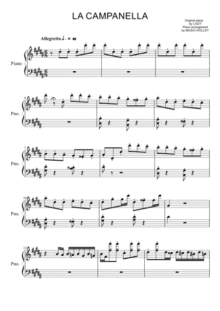 Liszt - La Campanella (easy piano) (arr. Music-holley)