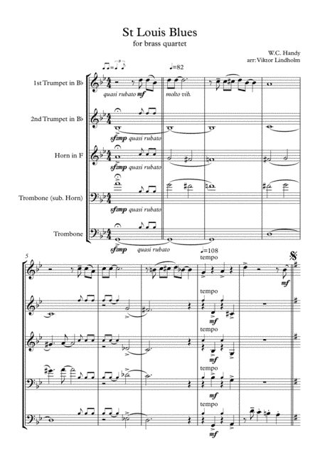 St Louis Blues for brass quartet (arr. Viktor Lindholm)