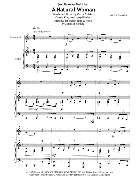 (You Make Me Feel Like) A Natural Woman (arr. James M. Guthrie, ASCAP)
