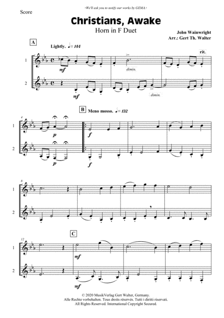 Christians, Awake, Salute The Happy Morn (arr. Gert Th. Walter)