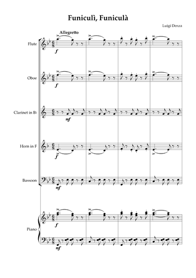 Funiculì, Funiculà - Woodwind Quintet & Piano (arr. Karen Gueiros)