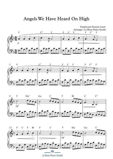 Angels We Have Heard On High (arr. La Rosa Piano Studio)