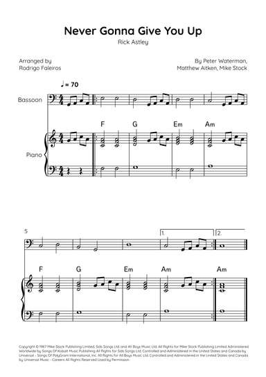 Never Gonna Give You Up (arr. Rodrigo Faleiros)
