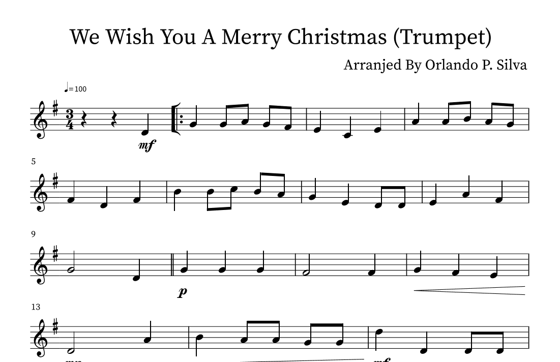 We Wish You A Merry Christmas (Trumpet) (arr. Orlando P. Silva)