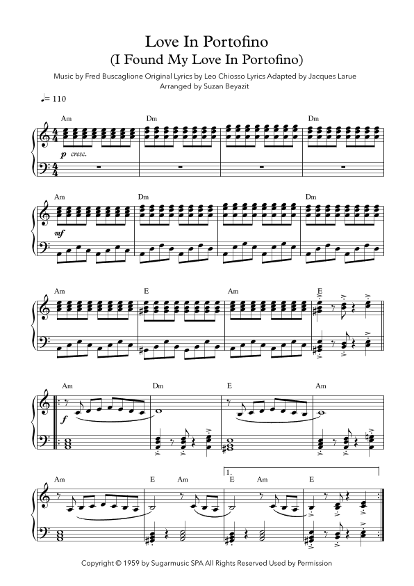 Love In Portofino (i Found My Love In Portofino) (arr. Suzan Beyazit)