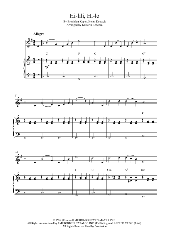 Hi-lili, Hi-lo (arr. Kaiserin Rebecca)