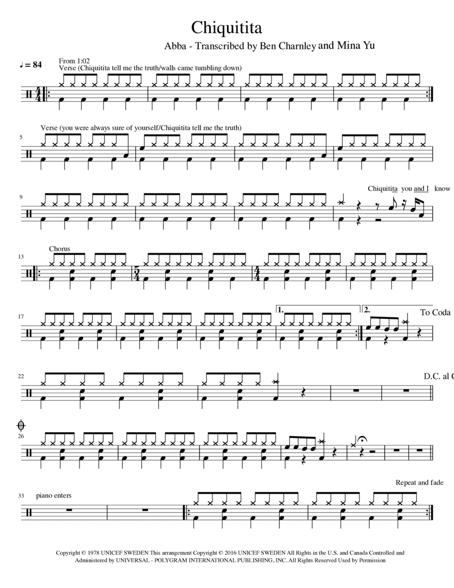 Chiquitita (arr. Ben Charnley, Mina Yu)