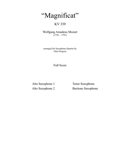 Magnificat, KV 339 (arr. Alan Gregory)