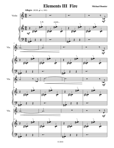Elements Suite for Violin and Piano 3nd Mvnt: Fire