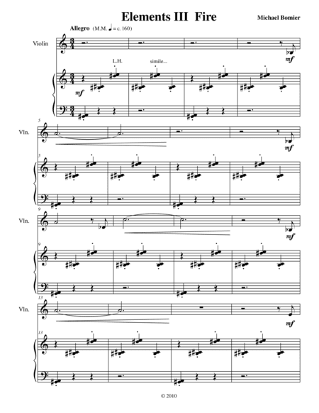 Elements Suite for Violin and Piano 3nd Mvnt: Fire
