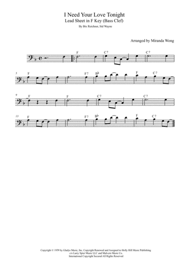 I Need You Tonight (arr. Miranda Wong)