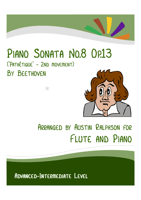 Sonata No.8 "Pathetique", 2nd movement (Beethoven) - flute and piano with FREE BACKING TRACK (arr. Austin Ralphson)