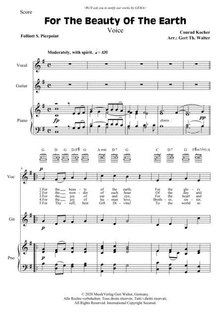 For The Beauty Of The Earth (arr. Gert Th. Walter)