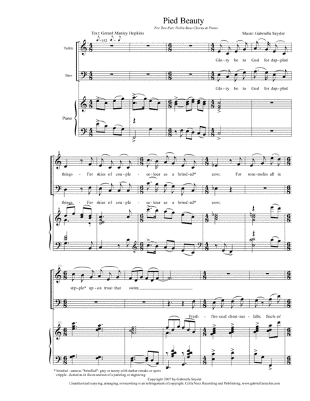 Pied Beauty (2-part Treble Bass)
