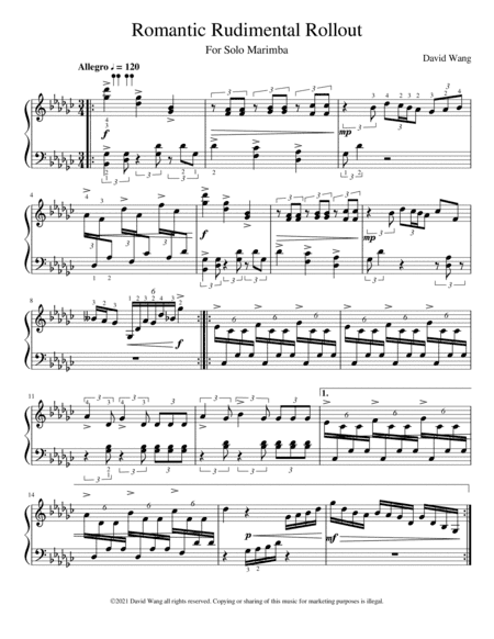 Romantic Rudimental Rollout for Solo Marimba