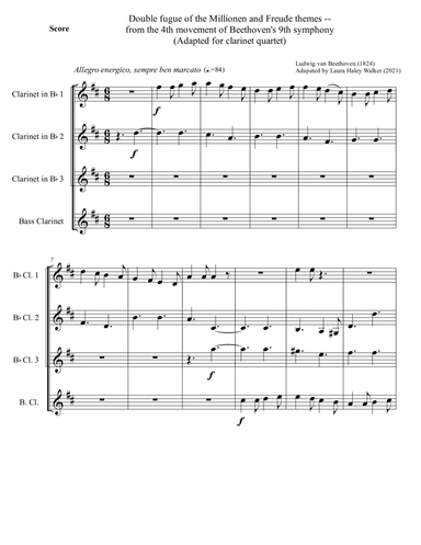 Fugue from 4th mvt. of Beethoven's 9th symphony - for clarinet quartet (arr. Laura Haley Walker)