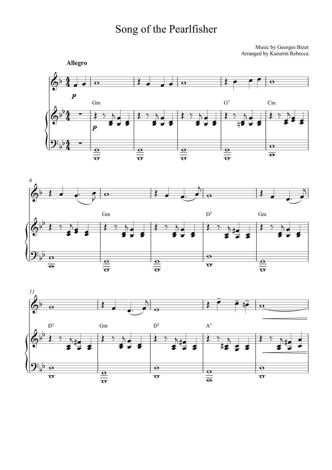 Song of the Pearlfisher (arr. Kaiserin Rebecca)