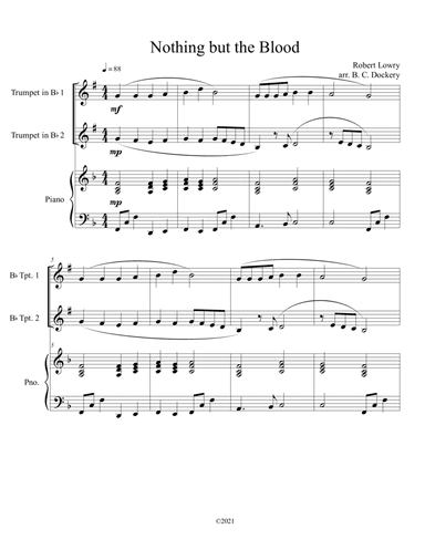 Nothing but the Blood (trumpet duet) with optional piano accompaniment (arr. B. C. Dockery)