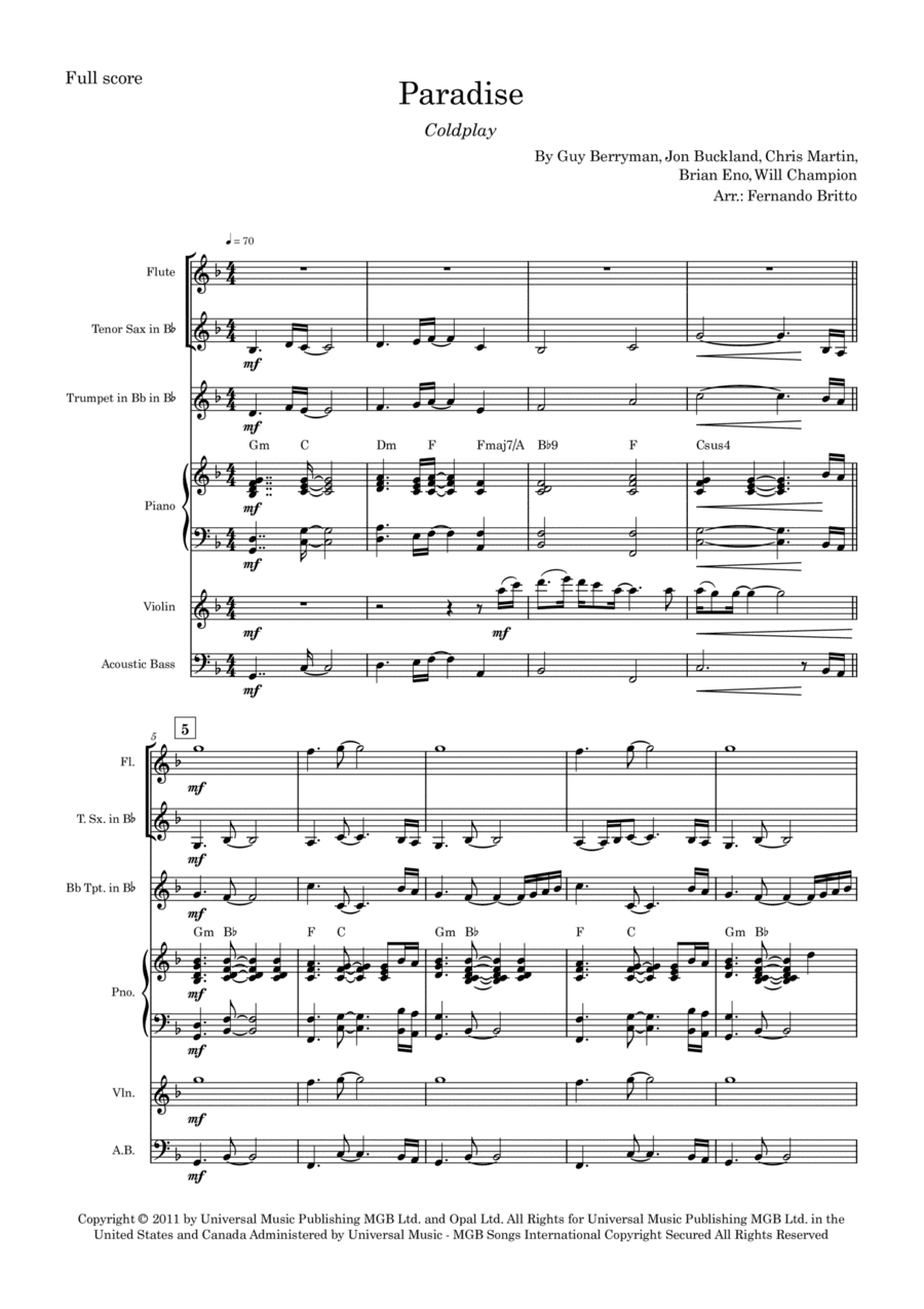 Paradise (arr. Fernando Britto)