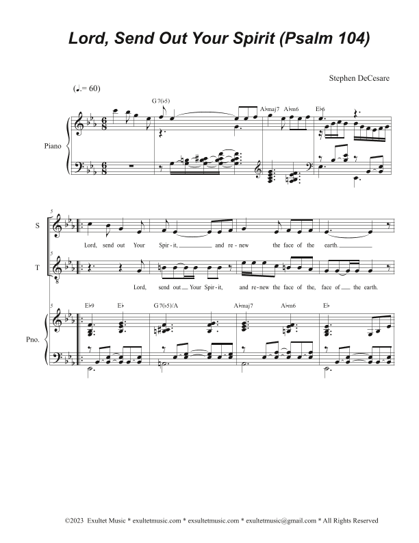 Lord, Send Out Your Spirit (Psalm 104) (2-part choir - (Soprano and Tenor)