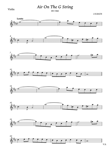 Bach - Air on The G String for Violin (arr. Cassio Silva)