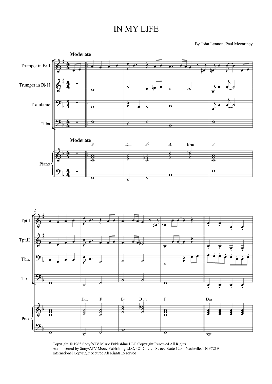 In My Life (arr. Alex Nunes Rodrigues)