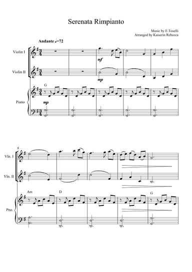 Serenata Rimpianto (Op.6 No.1) (arr. Kaiserin Rebecca)