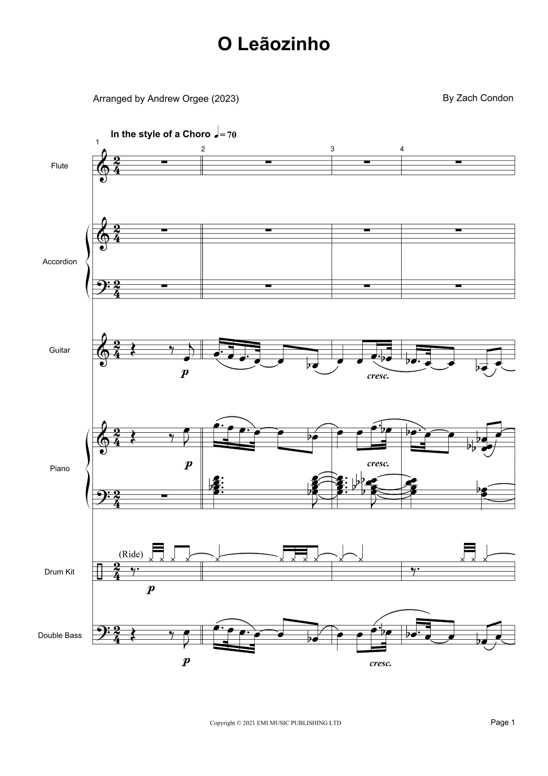 O Leaozinho (arr. Andrew Orgee)