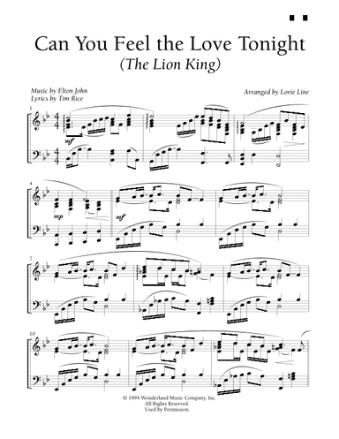 Can You Feel The Love Tonight (arr. Lorie Line)
