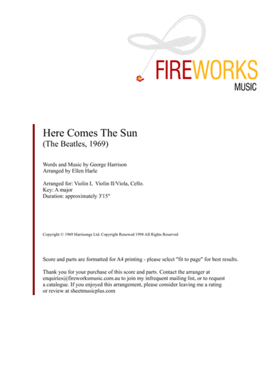 Here Comes The Sun (arr. Ellen Harle)