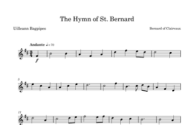 The Hymn of St. Bernard for Uilleann Bagpipes (arr. Doug Clyde)