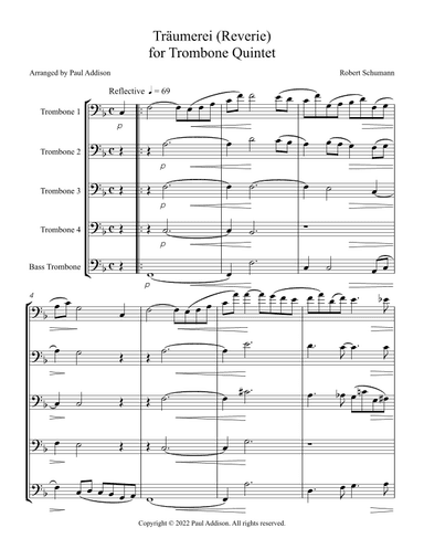Träumerei ("Reverie") for Trombone Quintet (arr. Paul Addison)