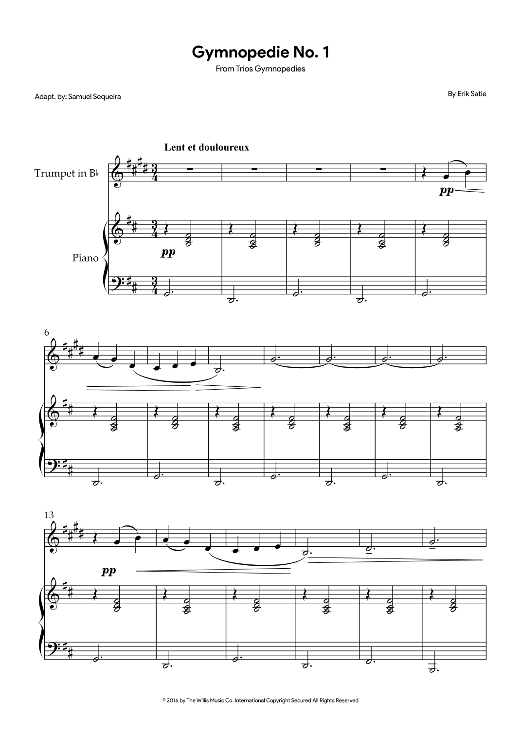 Gymnopedie No. 1 (arr. Samuel Sequeira)