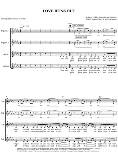 Love Runs Out (arr. Francois Monette)