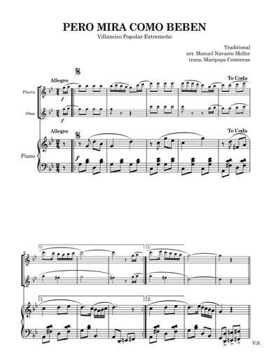 Pero mira cómo beben (los peces en el río) flauta, oboe y piano (villancico) (arr. M. Contreras)