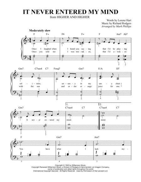 It Never Entered My Mind (arr. Mark Phillips)