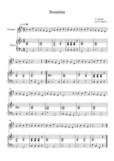 Sonatina, Cornelius Gurlitt, For Trumpet & Piano