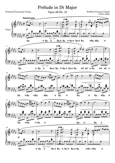Prelude Opus 28 No. 15 in Db Major (arr. Zachary Corbett)