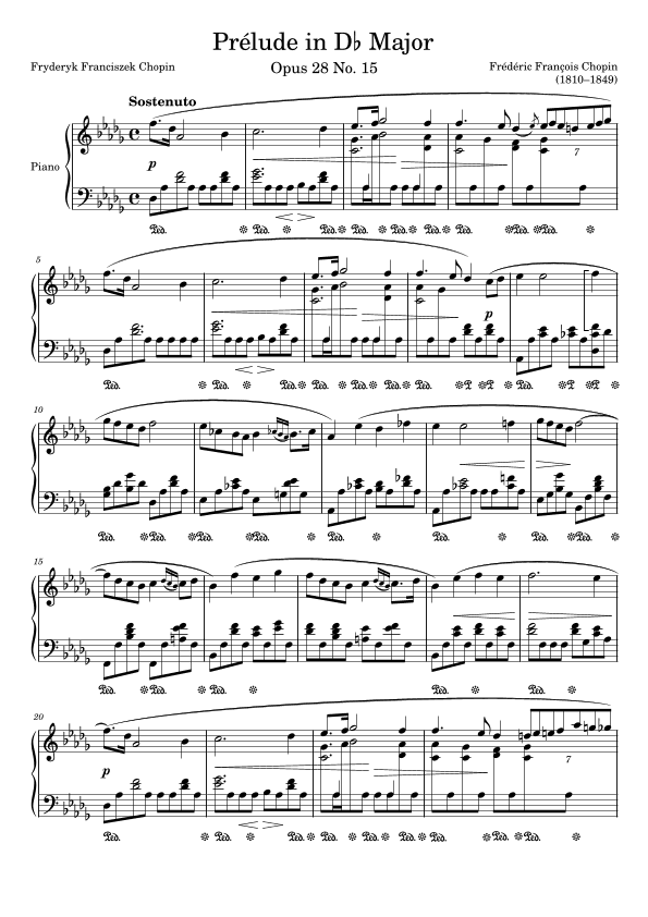 Prelude Opus 28 No. 15 in Db Major (arr. Zachary Corbett)