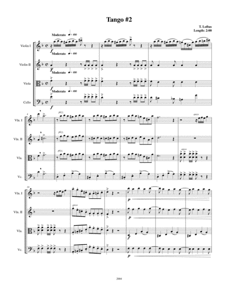 Tango #2 for String Quartet