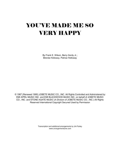 You've Made Me So Very Happy (arr. Jim Farley www.arrangementsone.com)