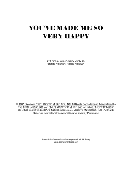 You've Made Me So Very Happy (arr. Jim Farley www.arrangementsone.com)