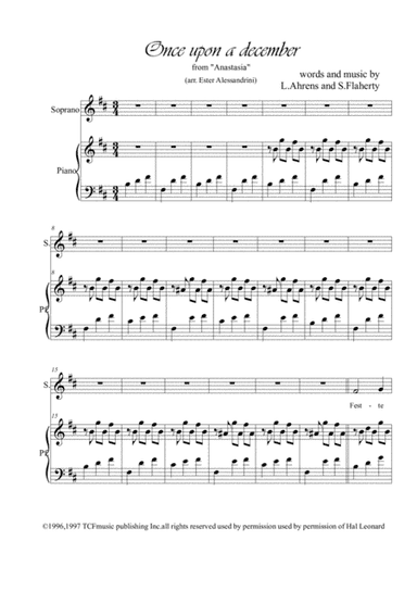 Once Upon A December from the Twentieth Century Fox Motion Picture ANASTASIA (arr. Ester Alessandrini)