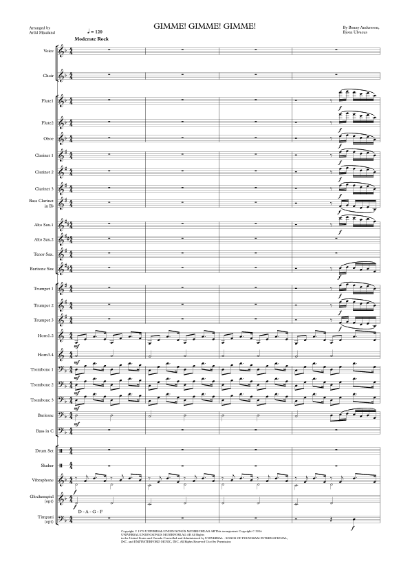 Gimme! Gimme! Gimme! (a Man After Midnight) (arr. Arild Mjaaland)